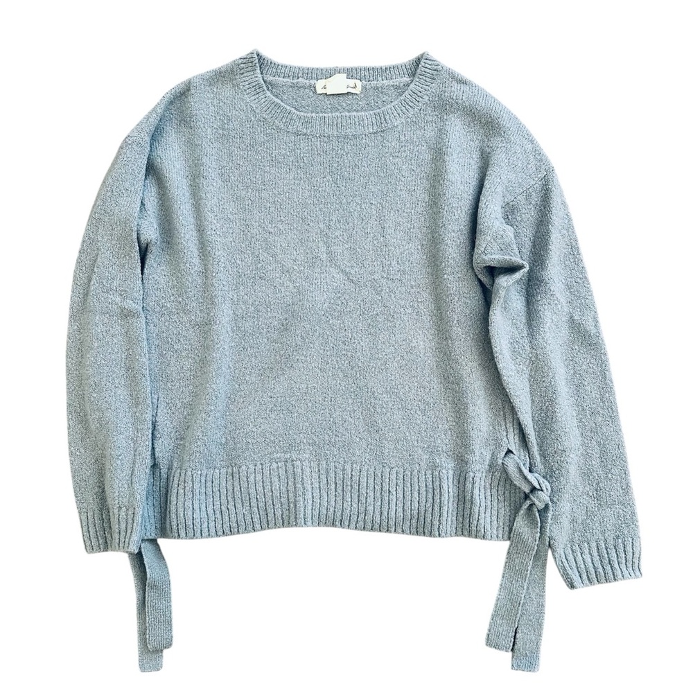 LOGG H&M Light Blue Wool Blend Sweater Size S Side Tie Soft Knit Pullover